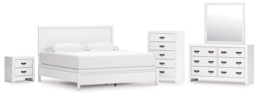 Binterglen King Panel Bed with Mirrored Dresser, Chest and Nightstand