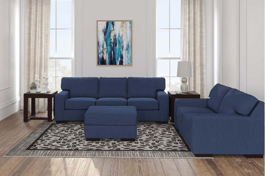 Blue Nuvella Sofa & Loveseat