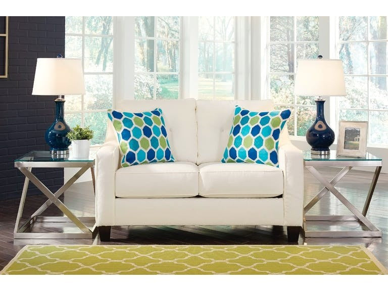 Aldie Nuvella White Loveseat