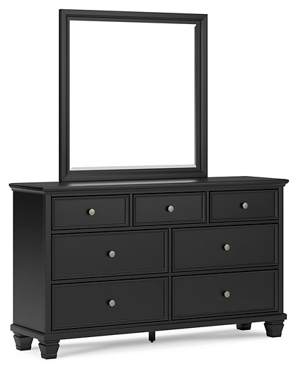 Lanolee Twin Panel Bed with Mirrored Dresser