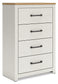 Linnocreek King Panel Headboard with Mirrored Dresser, Chest and 2 Nightstands