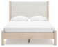 Cadmori Queen Upholstered Panel Bed with Mirrored Dresser, Chest and Nightstand