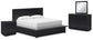 Londer King Panel Bed with Mirrored Dresser and Nightstand