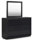 Londer Queen Panel Bed with Mirrored Dresser and 2 Nightstands