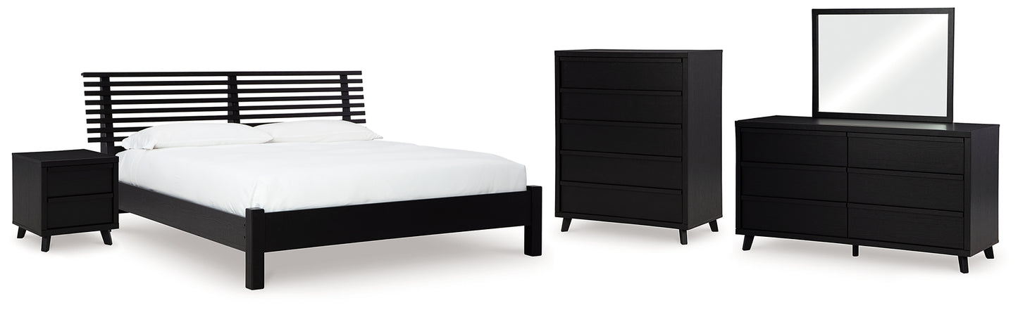 Danziar King Slat Panel Bed, Dresser, Mirror, Chest and Nightstand