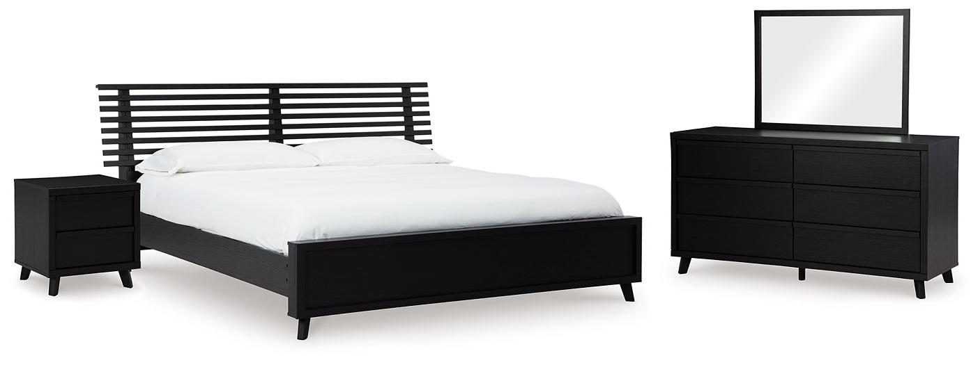 Danziar Queen Slat Panel Bed, Dresser, Mirror and Nightstand