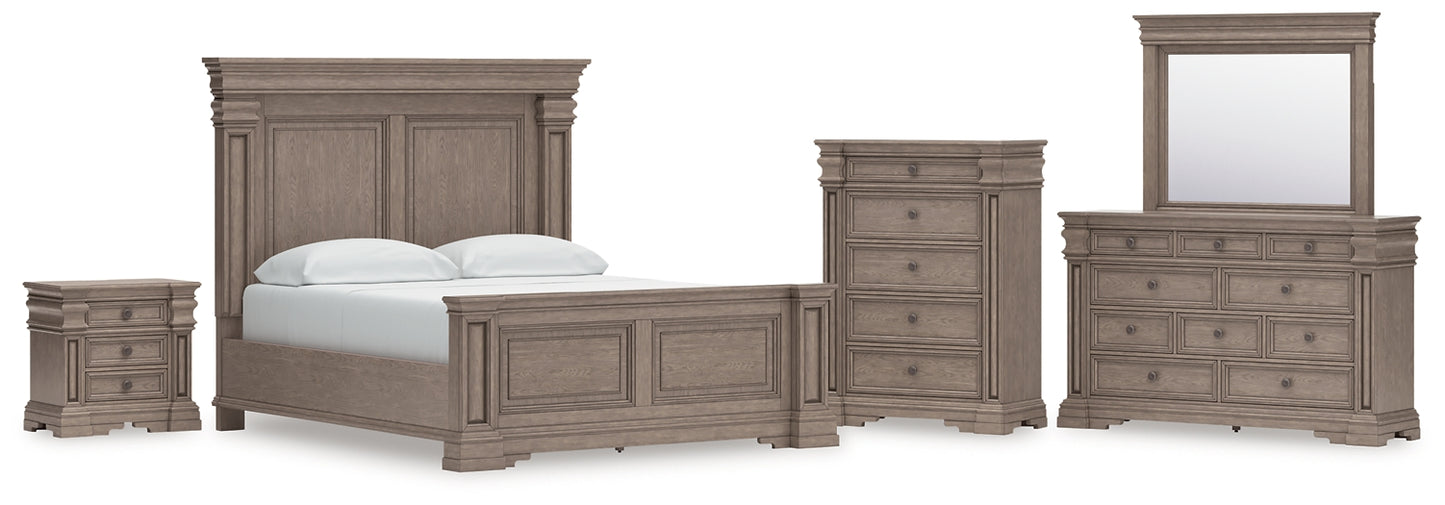 Blairhurst California King Panel Bed, Dresser, Mirror, Chest and Nightstand