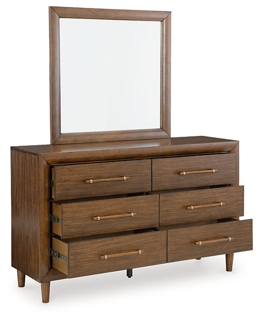 Lyncott Queen Upholstered Panel Bed, Dresser, Mirror, Chest and Nightstand