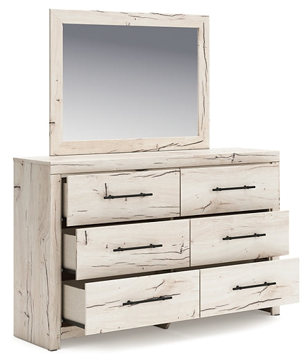 Lawroy Queen Panel Bed with Storage, Dresser, Mirror and Nightstand