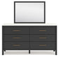 Cadmori Queen Upholstered Panel Bed, Dresser, Mirror, Chest and Nightstand