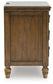 Sturlayne California King Upholstered Panel Bed, Dresser, Mirror, Chest and Nightstand