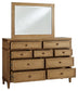 Sharlance King Upholstered Panel Bed, Dresser and Mirror