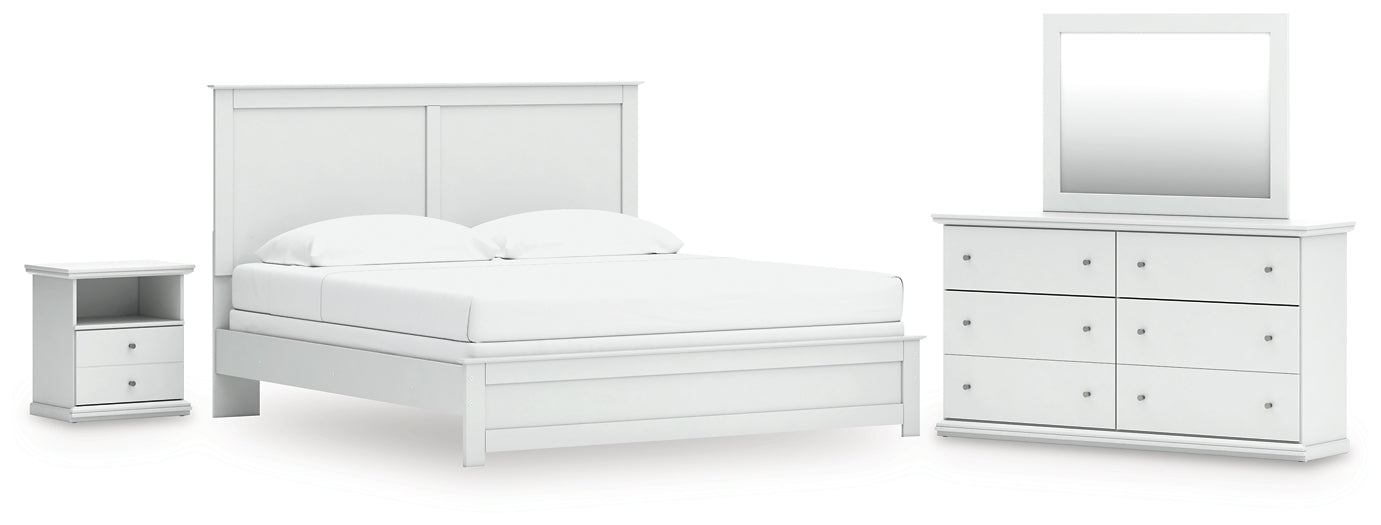 Bostwick Shoals King Panel Bed, Dresser, Mirror and Nightstand