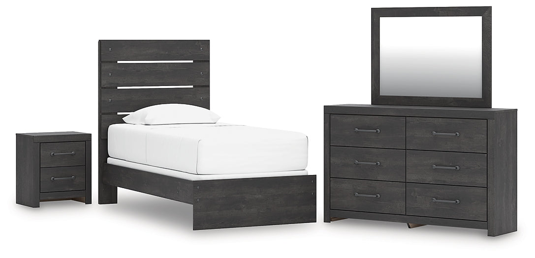 Hollivern Twin Panel Bed, Dresser, Mirror and Nightstand