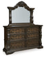 Maylee King Canopy Bed, Dresser, Mirror and Nightstand