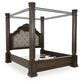Maylee King Canopy Bed, Dresser, Mirror, Chest and Nightstand