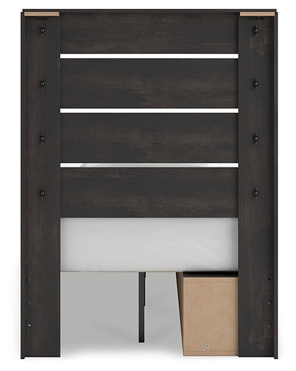 Hollivern Twin Panel Storage Bed, Dresser, Mirror and Nightstand