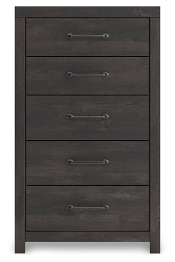 Hollivern Queen Panel Bed, Dresser, Mirror, Chest and Nightstand