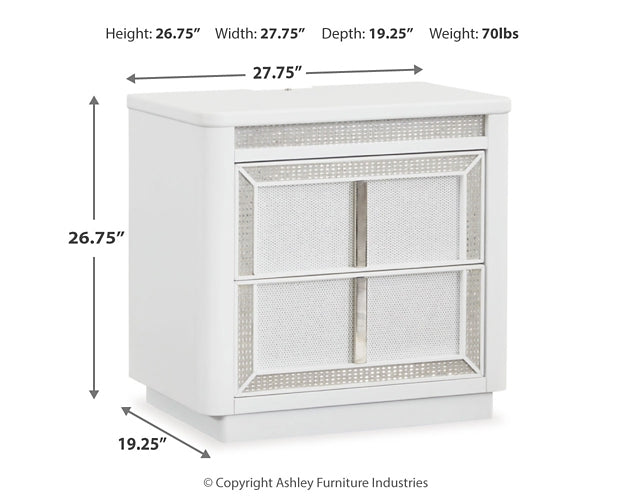Chalanna King Upholstered Storage Bed, Dresser, Mirror, Chest and Nightstand