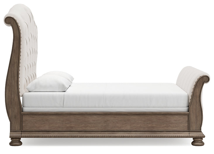 Ardenfield Queen Upholstered Sleigh Bed, Dresser and Mirror