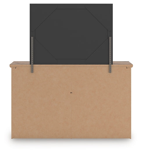 Rusticott Queen Panel Bed with Mirrored Dresser