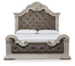 Bruchandi California King Upholstered Panel Bed with Mirrored Dresser and Nightstand