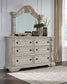 Bruchandi California King Upholstered Panel Bed with Mirrored Dresser and Nightstand