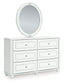 Kozlani Twin Upholstered Panel Bed, Dresser and Mirror