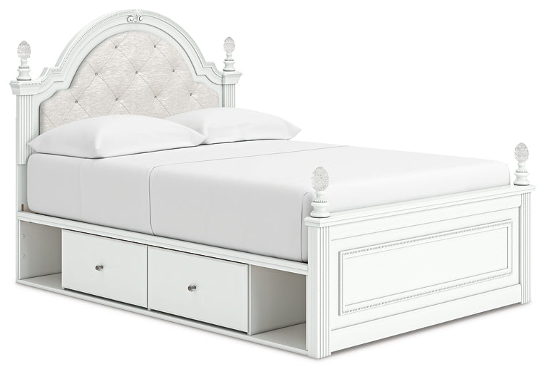 Kozlani Full Upholstered Panel Storage Bed, Dresser and Mirror