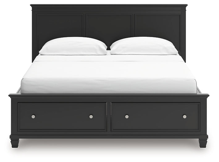 Lanolee California King Panel Storage Bed, Dresser, Mirror and Nightstand