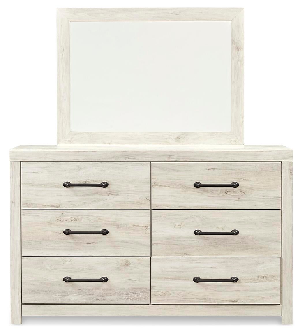Cambeck Twin Panel Bed with 4 Storage Drawers with Mirrored Dresser, Chest and Nightstand