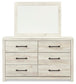 Cambeck Twin Panel Bed with 4 Storage Drawers with Mirrored Dresser