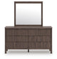 Cadmori Twin Upholstered Panel Platform Bed, Dresser and Mirror