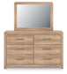 Hollymount Queen Upholstered Platform Bed, Dresser and Mirror