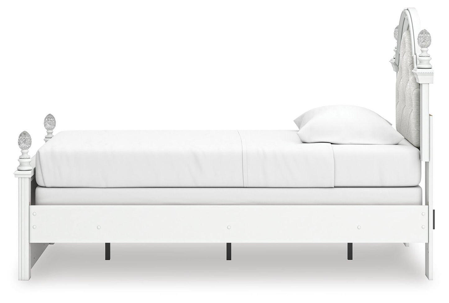 Kozlani Twin Upholstered Panel Bed, Dresser and Mirror