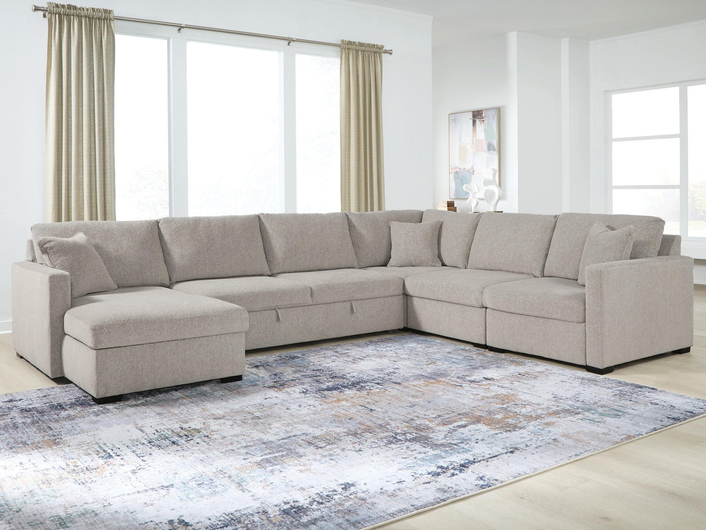 ModMax Luxe 5-Piece Sectional with Chaise and Pop Up Sleeper