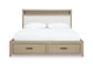 Calmoro Queen Bookcase Bed with Mirrored Dresser