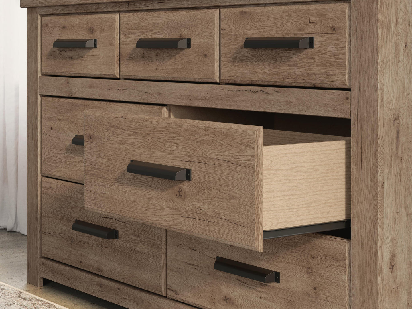 Garistyn Queen Panel Bed. Dresser, Mirror and Nightstand