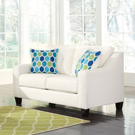 Aldie Nuvella White Loveseat