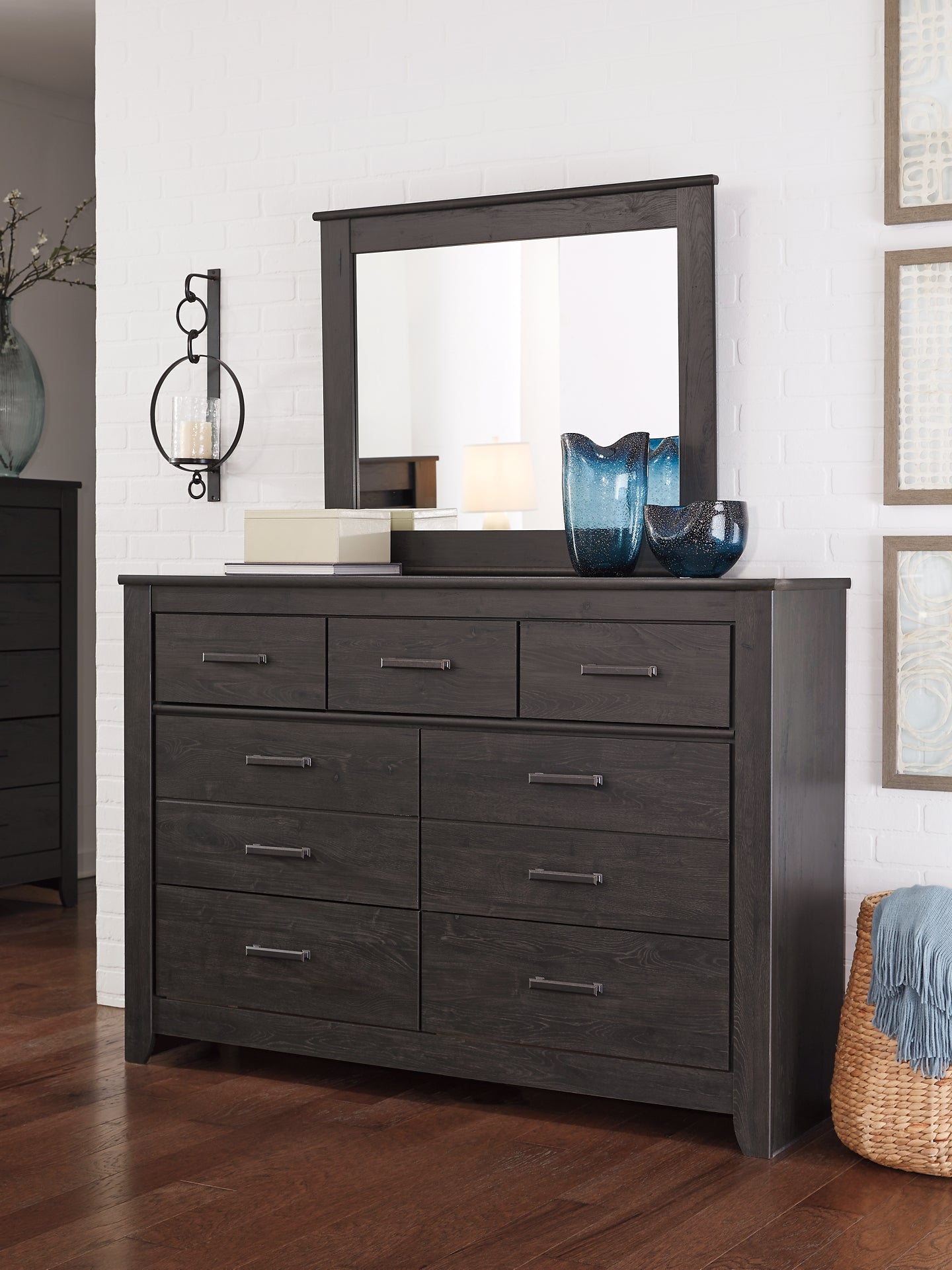 Brinxton Full Panel Bed with Mirrored Dresser