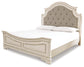 Realyn King Upholstered Panel Bed with Mirrored Dresser and 2 Nightstands